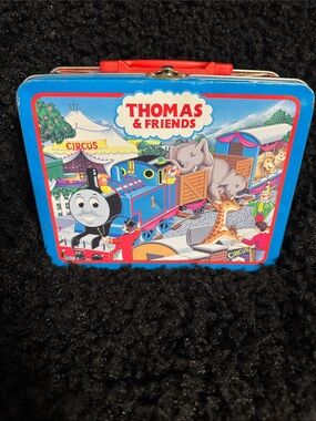 Thomas & Friends Blue Metal Lunchbox with Red Handle and Circus Art